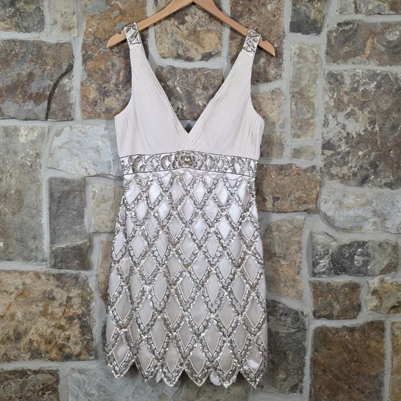 Sue Wong Beaded Embellished Pleated Dress